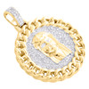 10K Yellow Gold Diamond Jesus Face Miami Cuban Circle Pendant 1.65" Charm 1 CT.