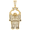 10K Yellow Gold Diamond Happy Lucky Hands Up Buddha Pendant 2.80" Charm 1.63 CT.