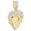 10K Yellow Gold Real Round Diamond Lion Head Pendant 2.2" Mens Pave Charm 7/8 CT