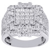 10K White Gold Round Diamond Step Square Cluster Frame 20mm Mens Pinky Ring 3 CT