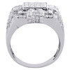 10K White Gold Round Diamond Step Square Cluster Frame 20mm Mens Pinky Ring 3 CT