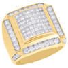 10K Yellow Gold Round & Princess Cut Diamond Statement Pinky Domed Ring 2.88 CT.