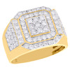 10K Yellow Gold Diamond Tier Step Octagon Frame Statement Pinky Ring Band 2.5 CT