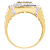 10K Yellow Gold Genuine Diamond Step Square Statement Pinky Ring 21mm Band 3 CT.