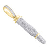 10K Yellow Gold Real Diamond 3D Gun Bullet Pendant 1.50" Mens Pave Charm 1/3 CT.