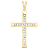 10K Yellow Gold Mini Diamond Cross Miracle Set Pendant 1.55" Unisex Charm 1/5 CT
