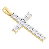 10K Yellow Gold Real Diamond Cross Miracle Set Pendant 1.45" Unisex Charm 1/5 CT