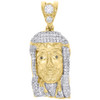 10K Yellow Gold Diamond Jesus Face Piece Pendant 1.30" Mens Pave Charm 0.75 ct.