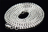 Mens 2mm 10K White Gold Beaded Moon Cut Ball Chain Diamond Cut Design 30 Inch