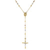 10K Gold Virgin Mary Tri Color Rosary Diamond Cut Bead 4mm Necklace Chain 26"+4"