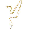 collana con rosario della Vergine Maria in oro giallo 10k con perline diamantate da 4 mm, catena da 26"+4"