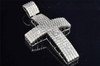 Men's Genuine White Diamond Cross Pendant Charm 5 Row .925 Sterling Silver 1 ct.