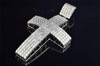 Men's Genuine White Diamond Cross Pendant Charm 5 Row .925 Sterling Silver 1 ct.