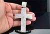 Men's Genuine White Diamond Cross Pendant Charm 5 Row .925 Sterling Silver 1 ct.