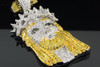 10k White Gold Yellow & White Diamond Solid Jesus Piece Head Cross Pendant 3 Ct.