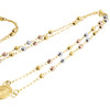 collana in oro 10k con rosario tricolore con perline diamantate da 3 mm, catena da 30,5"