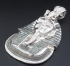 Red & Blue Diamond Egyptian Pharaoh Pendant King Charm 10K White Gold 4.50 Ct.