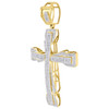 Yellow Gold Diamond Cross Pendant Mens Round Cut Fashion Pave Charm 0.95 Ct.
