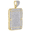 10K Yellow Gold Genuine Diamond Dog Tag Pendant Square Frame Pave Charm 1.17 CT.