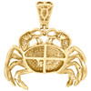 10K Yellow Gold Real Diamond Crab Zodiac Cancer Pendant 1.50" Pave Charm 1.85 CT