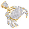 10K Yellow Gold Real Diamond Crab Zodiac Cancer Pendant 1.50" Pave Charm 1.85 CT