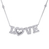 14K White Gold Diamond LOVE Statement Necklace Pendant Charm  0.58 CT.