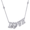 14K White Gold Diamond LOVE Statement Necklace Pendant Charm  0.58 CT.