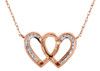 Diamond Double Heart Necklace 18" Ladies 10K Rose Gold Round Pendant 0.10 Tcw.