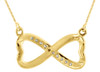 Diamond Infinity Heart Pendant Ladies 10K Yellow Gold Pave 18" Necklace 0.10 Tcw