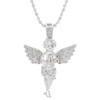 Diamond Angel Pendant .925 Sterling Silver with 2mm Moon-Cut Bead Chain 0.25 Ct.