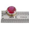 Diamond Pendant 10K Yellow Gold Round Halo Created Ruby Fashion Charm 0.15 Ct.