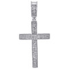 925 Sterling Silver Real Diamond Cross Pendant 2" Mens Pave Domed Charm 0.65 ct.
