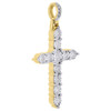 10K Yellow Gold One Row Cross 1.50" Genuine Diamond Pendant Prong Charm 1/4 CT.
