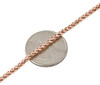 Collar de cadena de trigo de palma redondeada de 2,5 mm de oro rosa de 10 quilates para hombre y mujer de 18 a 40 pulgadas