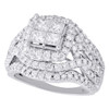 14K White Gold Quad Set Princess Diamond Engagement Ring Ladies Halo 2.50 CT.