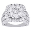 14K White Gold Round Diamond Flower Engagement Ring Ladies Square Halo 3.50 CT.