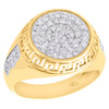 Véritable or jaune 10 carats et zircone cubique, cadre en forme de dôme à clé grecque, anneau rose de 16 mm