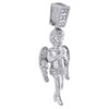 .925 Sterling Silver Genuine Diamond Mini Angel Pendant Pave 1.35" Charm 1/8 CT.