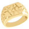 Bague de mariage en forme de pépite pour homme, en or jaune véritable 10 carats, avec dôme fantaisie, 12.5mm
