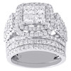 14K White Gold Quad Diamond Bridal Set Engagement Ring + Wedding Band 3.75 CT.