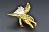 10k Yellow Gold Mens Ladies Mini Diamond Jesus Angel Cherub Pendant Charm 1 CT