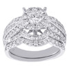 14K White Gold Round Diamond Bridal Set Flower Engagement + Wedding Rings 2 CT.