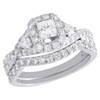 14K White Gold Solitaire Diamond Bridal Set Engagement + Wedding Rings 1.5 CT.