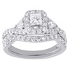 14K White Gold Solitaire Diamond Bridal Set Engagement + Wedding Rings 1.5 CT.