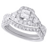 14K White Gold Solitaire Diamond Bridal Set Engagement + Wedding Rings 1.5 CT.