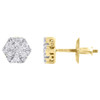 10K Yellow Gold Diamond Hexagon Shape Earring Studs & Pendant Charm Set 1/4 CTW.