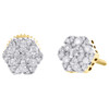 10K Yellow Gold Diamond Hexagon Shape Earring Studs & Pendant Charm Set 1/4 CTW.