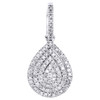 10K White Gold Diamond Pear Shaped Earring Studs & Pendant Charm Set 0.42 CTW.