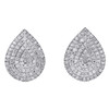 10K White Gold Diamond Pear Shaped Earring Studs & Pendant Charm Set 0.42 CTW.