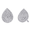 10K White Gold Diamond Pear Shaped Earring Studs & Pendant Charm Set 0.42 CTW.